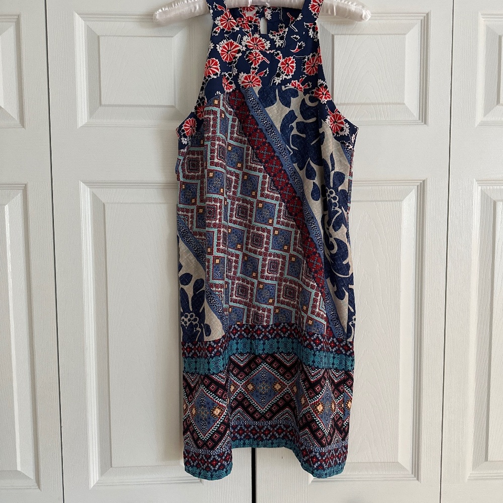 Monteau floral, patchwork print, sleeveless boho  floral dress